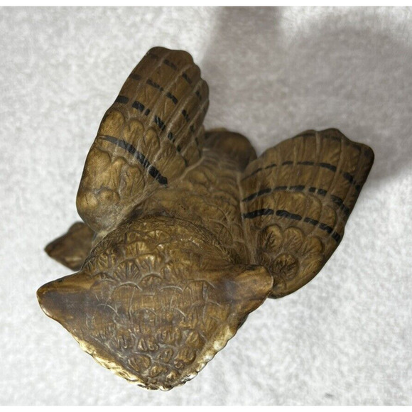 Vintage Homco Porcelain Brown Owl On Log With Raised Wings 5" Figurine #1114 - Picture 3 of 6